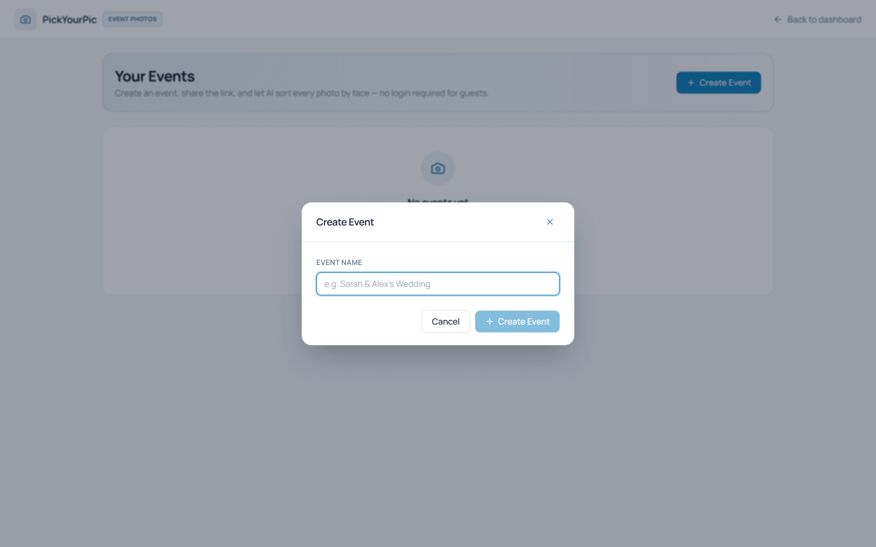 Create Event dialog