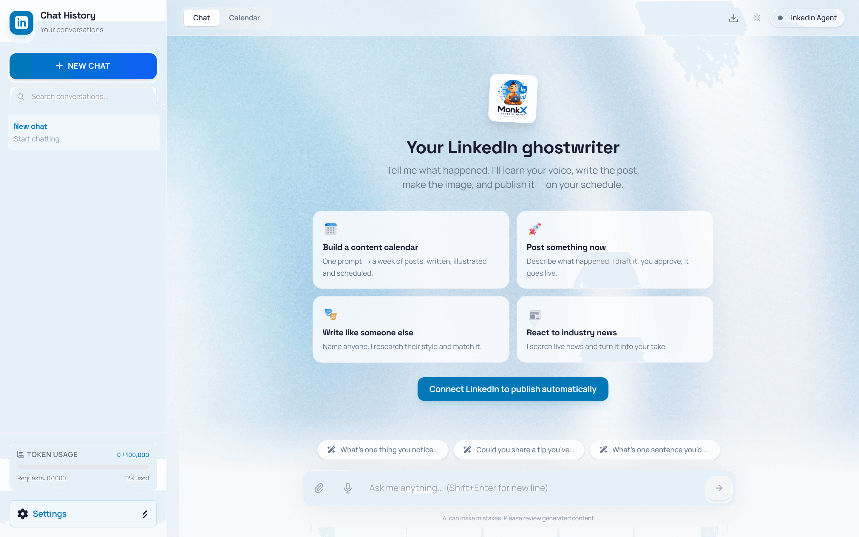 LinkedIn Studio connection status