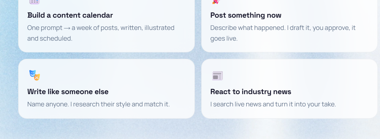 Suggestion cards for content generation