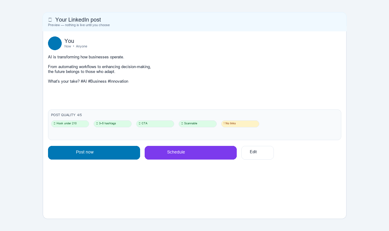 Post now and Schedule buttons